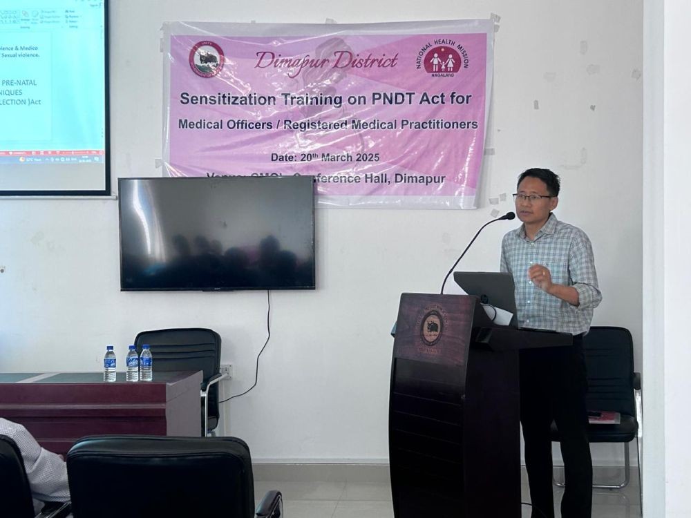 Dr Botoho speaking at the sensitization training on the PC-PNDT Act & POCSO Act provisions in Dimapur on March 20.